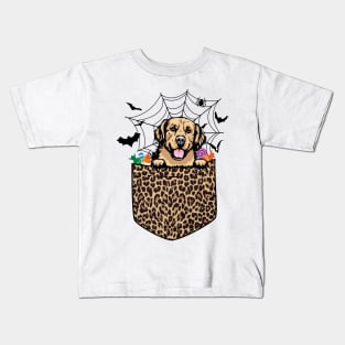 Cute Leopard Golden Retriever Halloween Dog Lover Gift Kids T-Shirt